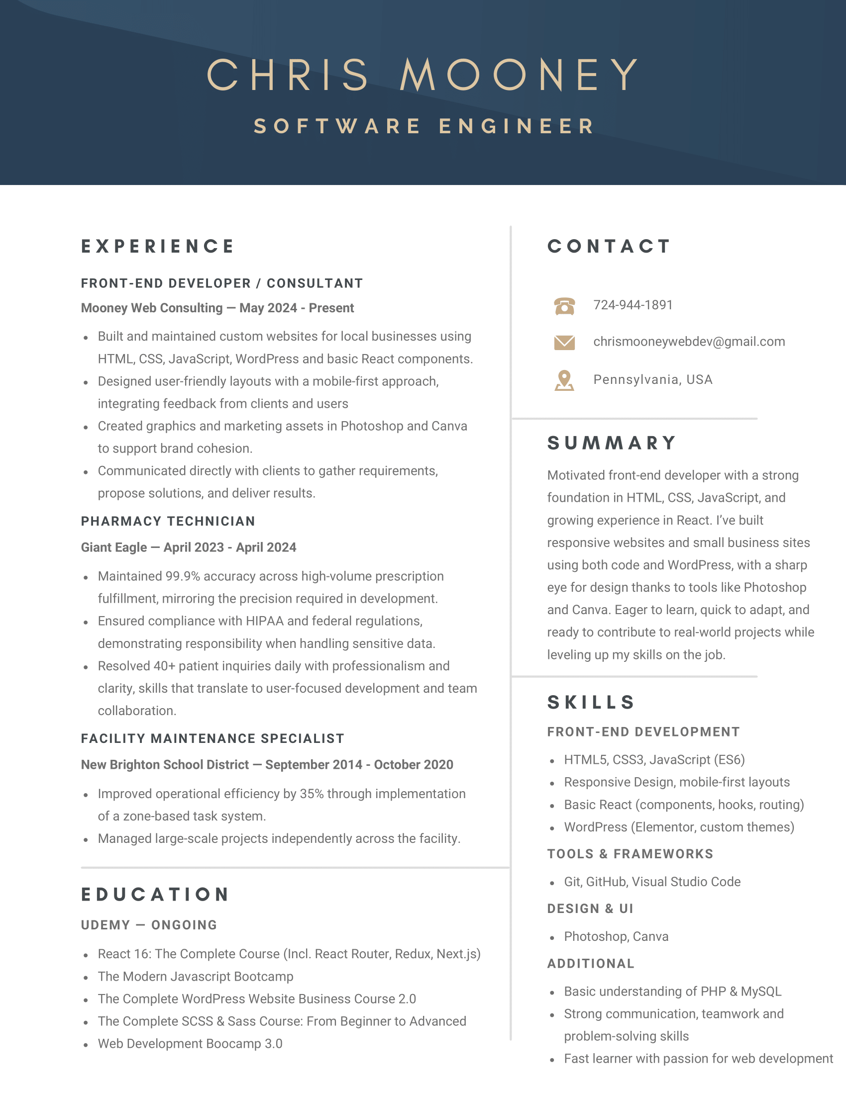 Chris Mooney Resume